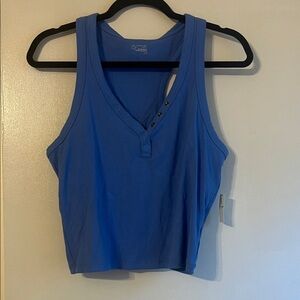 Stylish Blue Ribbed Tank Top